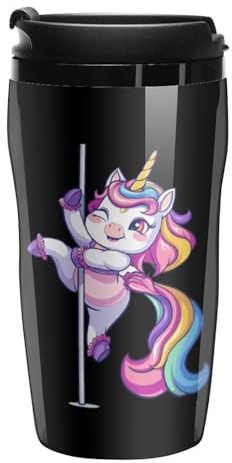 Funny Pole Dancing Unicorn Coffee Mug with Lid Insulated Tumbler Reusable Travel Mugs Drink Cup 250ml