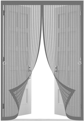 Moustiquaire Porte Fenetre 92 x 220 cm Moustiquaire Porte Magnétique Différentes Tailles Fenetre Magnétique Puissants Aimants pour Camping Car, Gris