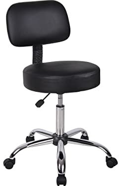 KHUKHU Lifting bar chair, swivel, barber stool, beauty and nail stool, laboratory, adjustable round, technician, large work(With backrest)