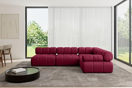 ALTDECOR Modulares Sofa Ecksofa in L-Form Corner modular Sofa Eckcouch Couch Wohnlandschaft Cauchsofa Polstersofa Mende-L2-285x190x70 cm Bordeauxrot