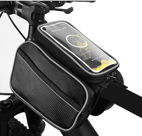 KEGECOL Fahrradtasche,Lenkertasche Fahrrad,mit Lenkeradapter FüR Fahrrad,Ebike und ElektrofahrräDer, 6L Fahrradkorb Vorne,Wasserdicht Lenkertaschen Lenker mit Handyhalterung, Touchscreen