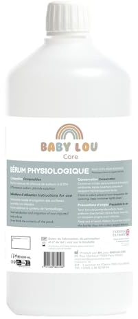 BABYLOU CARE | Suero Fisiológico Botella 1L | NaCl 0,9% | Fabricado en Francia | Lavado de fosas nasales | Higiene de la nariz | Para irración externa