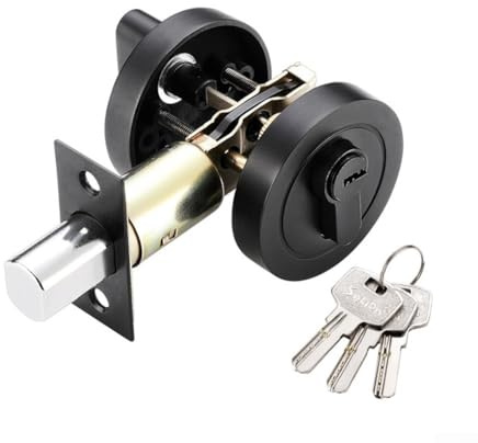 Door Lock With Key, Interior Front/Bedroom Mortise Lock Concealed Auxiliary Security Smooth Handle Home Doors(black)