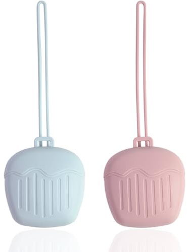 Porta ciuccio in silicone da viaggio, portatile, design a tenuta stagna, facile Per pulire, a forma di gelato (rosa chiaro + azzurro)