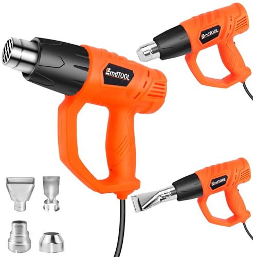 2000W Professional Electric Heat Gun, 300℃-600℃ Dual Temp Mini Handheld Hot Air Gun Industrial with 4 Nozzles, 1.5s Fast Heating & Overload Protection, for Paint Stripping, Shrinking PVC, DIY Crafts