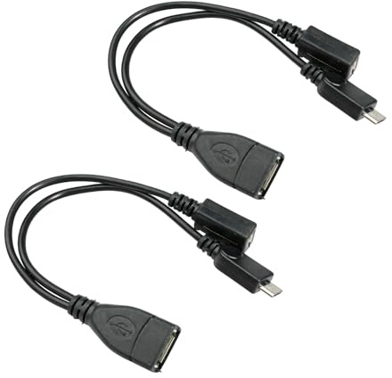 2 Câbles Micro USB OTG en Y - Adaptateur Micro USB vers USB Femelle 2 en 1 OTG et Charge - Compatible Téléphones, Tablettes Android et DJI - Transfert De Données Rapide Jusqu’à 480 Mbps