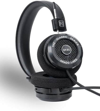 GRADO Classic Series SR80 Wired Open-Back Over-Ear Headphones Home Listening, Natural Sound, Lightweight Design