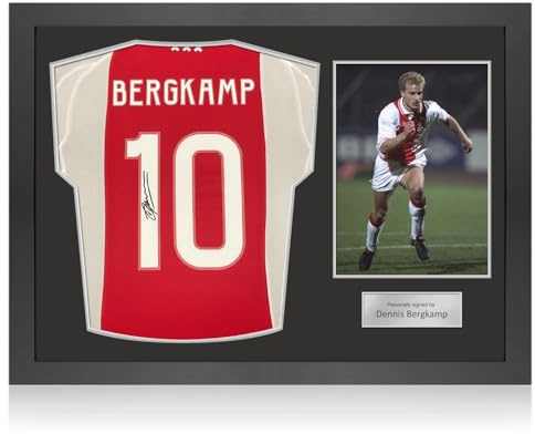 Exclusive Memorabilia Ajax-Trikot, signiert von Dennis Bergkamp. Icon-Rahmen