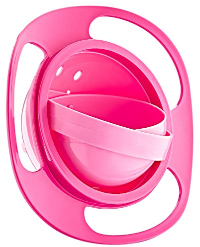 Babyjem, Bol pour bébé sans renversement - Bol pour bébé - Bol d'alimentation à 360 ° - Sans BPA - Rose