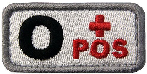 Taktisch Typ O positiv Blutgruppe Emblem Bestickter Aufnäher mit Haken- und Flauschbänder, Rot schwarz