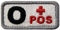 Taktisch Typ O positiv Blutgruppe Emblem Bestickter Aufnäher mit Haken- und Flauschbänder, Rot schwarz
