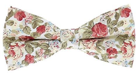 cravateSlim Noeud Papillon Fleurs Blanc et Rose - Noeud Papillon Liberty - Noeud Papillon Fleuri Homme Mariage