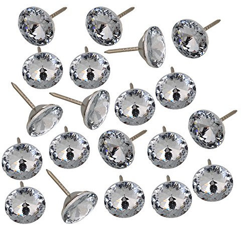 Yibuy 20x Dekonägel für Sofa, Kopfteil, Wanddekoration, helle Kristallnägel 20 mm