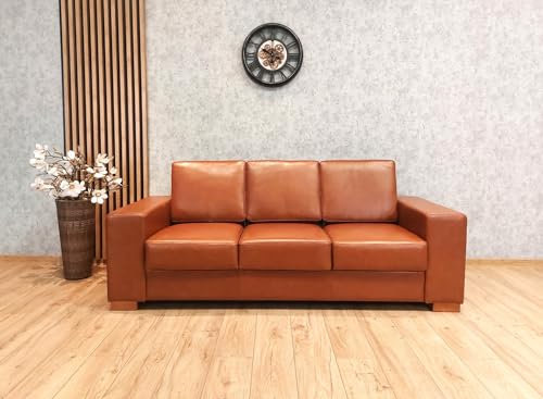 Quattro Meble Italienisches Echtleder 3 Sitzer Sofa California Breite 212cm Ledersofa Echt Leder Couch große Farbauswahl