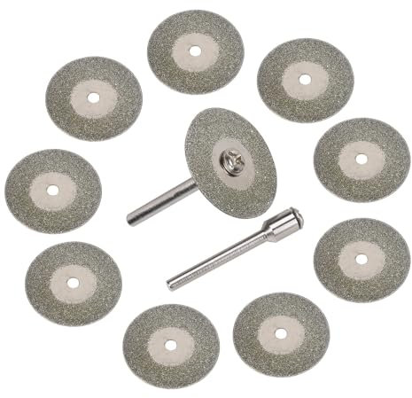 3mirrors Full Sand Diamond Wheels Tungsten Electrode Sharpener Blades Replacement Cutting Wheels Tig Welding Discs 10pcs 25mm 0.5mm w/ 2 CNC Connecting Rods Compatible with Dremel Rotary Tools