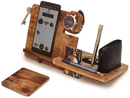 Docking station in legno con contenitore laterale