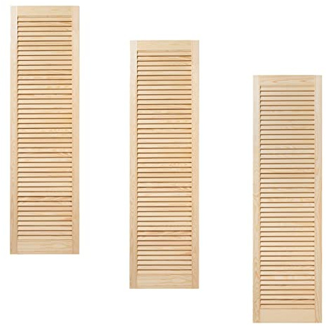 ben+camilla.com Dreier Paket / 3-er Pack Lamellentüren 140,6 x 39,4 cm Holztür Natur mit offenen Lamellen für Regale, Schränke, Möbel | Kiefer Holz unbehandelt