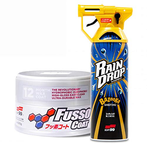SOFT99 Fusso Coat Light - Rain Drop Bazooka Sprühversiegelung - Schutz vor Umwelteinflüssen, Verbesserung der Oberflächenoptik - Polieren, Reinigung - Aerosol - Autopflege - Wachs - Coating