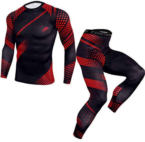 YOUCAI Conjunto de Compresion Hombre, Camisetas Compression Mallas Running Pantalon Leggings Deporte Ropa Deportiva,TK172,3XL