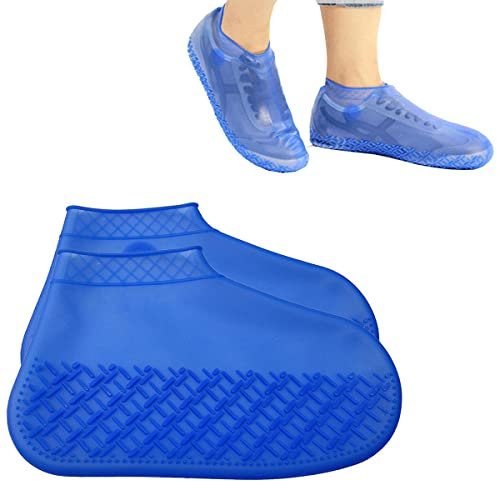 tooloflife Funda para zapatos, cubierta impermeable de silicona, antideslizante, reutilizable, lavable, adecuada para días lluviosos y nevados (Azul,L)