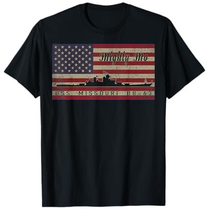 USS Missouri BB-63 Schlachtschiff Amerikanische Flagge T-Shirt