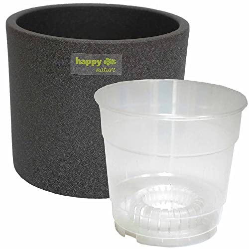 happy nature Set2 Keramik Orchideen Blumentopf Madeira grau Struktur Ø 14,0 cm H 12,5 cm