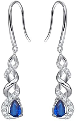 Qings Geburtsstein Infinity Ohrringe - 925 Sterling Silber CZ Kristall Ohrringe Unendlichkeit Ohrringe MäDchen HäNgend Funkelnder Schmuck für Frauen MäDchen