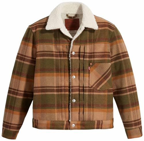 Levi's Men's Type I Sherpa Trucker Jacket, BAROLD Plaid Winter, XS