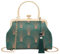 YeBon Retro Schulterkette Messenger Clutch Chinesischer Stil Kran bestickt Jacquard Damen Abendtaschen, Grüner Bambus