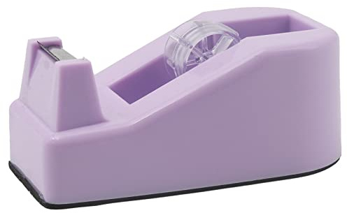 Desktop Tape Dispenser Heavy Duty Desk Accessories Floral Office Tape Dispensers, Weighted Non-Skid Base, Macaron Purple