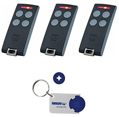 Lot de 3 Télécommandes Cardin S504 C4 TXQ504C4-4 Boutons - Rolling Code - Fréquence 433,92 MHz - Compatible Récepteurs Série S500 + 1 Porte-clés Domobip