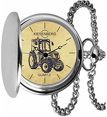 KIESENBERG Taschenuhr Vintage Silber Persönliches Geschenk für New Holland T4V Traktor Trecker Herren Uhr TA-5715