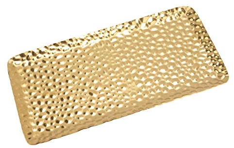 Vassoio da portata in acciaio inox, piatto decorativo nordico, rettangolare, dorato, per lucidatura a specchio, frutta, dolci, snack, cibo, biscotti