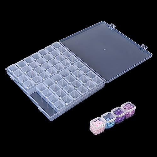 Helweet Diamond Painting Aufbewahrungsbox, Diamond Painting Zubehör Boxen, Diamant Stickerei Aufbewahrungsbox, Kleinteile Aufbewahrungbox, Für Diamant-Kreuzstich-Perlenzubehör (56 Gitter)