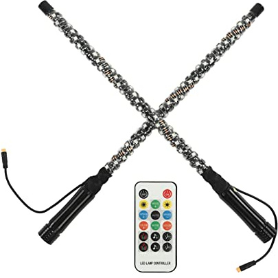 Dioche Led Whip Lights, Spiral RGB LED Whip Lights with Flag APP Control 300 Patterns 366 Modes 12 to 24V for UTV ATV Off Road Vehicle Boat (2FT)