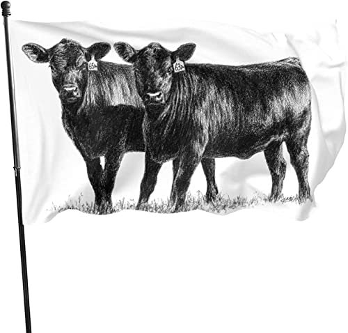 Garten Flaggen Black Angus Rinder Im Freien Garten Fahnen Gedruckt Yard-Flaggen Wetterfeste Feiertage Flags Für Rasen Jahreszeiten Garten 152x90 cm