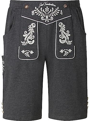 Jan Vanderstorm Herren Sweatbermuda Dennik Trachtenhose | Lederhose-Look | Oktoberfest dunkelgrau, 3XL (XXXL) - 64/66