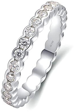 Bishilin Verlobungsring Damen, Weissgold Ringe Frauen 585 Bandring mit 0.95ct Moissanit Eheringe Hochzeit Ringe Nickelfrei Größe 66