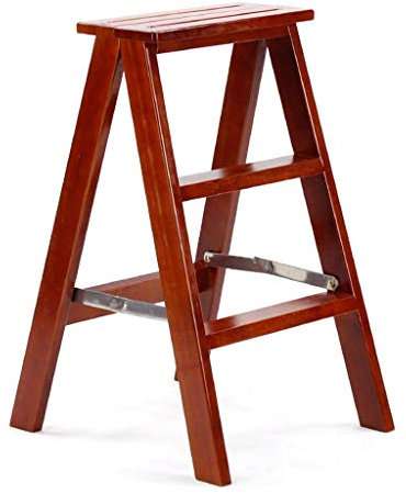 FLYIFE Step Stool Three-Step Double-Sided Ladder, Household Wooden Stepladders Library Company Balcony Stools Safety Household Ladder/a/43 X 50 X 71Cm