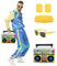 Pardofelis 70er 80er Jahre Outfit Damen Herren, 80er Trainingsanzug mit Jacke und Hose Anzug, Bad Taste Outfit, 90er Retro Style Jogginganzug für Karneval Party Fasching (Blau, XL)