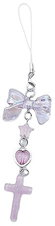 seluluory Handy-Anhänger mit Schleife, Herz, Kreuz, zum Aufhängen, Seil, Handykette, Riemen, Tasche, Dekoration, Schlüsselband, Schlüsselanhänger, 10, One size