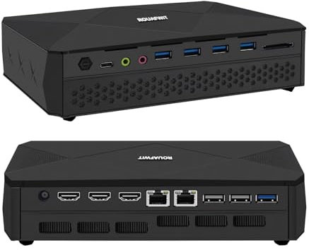 ROUAFWIT Gaming Mini PC Ordenador Sobremesa Win 11 Pro, Core i9 11900H 8C/16T con RTX 3060 12GB Gráficos, DDR5 16GB RAM 256GB NVME SSD Small Computer, Wifi6 BT5.2, 4 Mostrar, 2 Fan