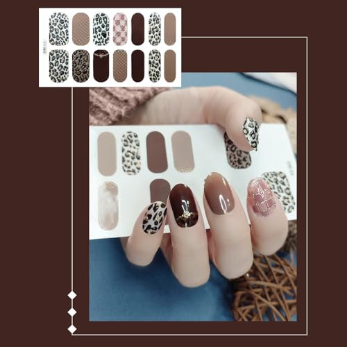 3D Leopard Nail Sticker Decals DIY Creative Fake Nail Wraps Tips Nail Manicure Art Patchs Full Cover Nail Polish Sticker Cartoon Nail Decals Leopard Print Nail Stickers Creative Nail Wraps Nail Nail