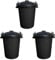 CHPL (SET OF 3 - Heavy Duty Plastic 50L Clip Lock Lid Bin Dustbin Animal Feed Storage Unit, Trash Can Waste Rubbish Bin For Home, Kitchen & Garden - BLACK