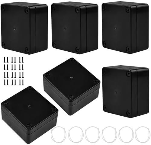 ADERTOS 6 PCS IP65 Waterproof Junction Boxes External Electrical Junction Boxes Outdoor Cable Connection Junction Box Plastic Project Junction Box Enclosure for Electronics Case Box - 65x58x35mm/Black