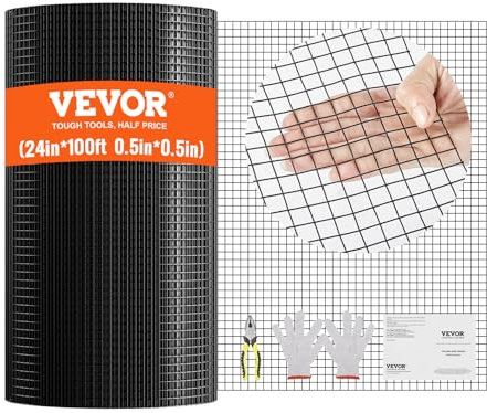 VEVOR Rouleau de grillage galvanisé 0,6x30 m grillage à poules 12,7x12,7mm Carré Galvanisé maille métallique à revêtement 1,06mm vinyle pour barrières de poulaillers enclos de volailles