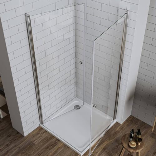 LUXESPIRE Duschkabine Eckeinstieg 90x90x185cm Dusche Doppelt 180°Schwingtür Duschwand Duschabtrennung Glas Eckdusche