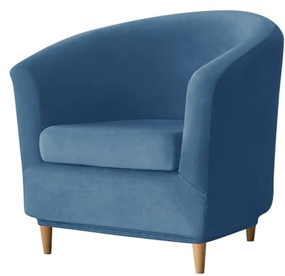 Meigeh Sesselbezug Sesselüberwurf Samt Sesselschoner 2 Stück Sesselhusse für Tullsta Schonbezüge für Cocktailsessel Stretch Schatz Blau