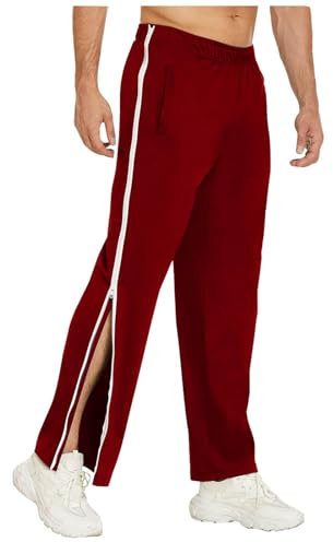 Generic Breite Jogginghose Herren mit Seitlichem Reissverschluss Am Bein Baggy Reha Hose Damen Herren Seitlich Zu öffnen Weite Bein Sporthose Trainingshose Locker Lässig Freizeithose mit Tasche