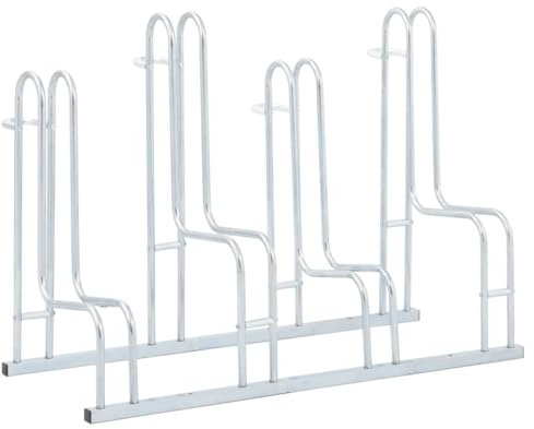 vidaXL Support de vélo au sol autoportant pour 4 vélos acier galvanisé, support de vélo au sol, support de bicyclette, support de vélo d'intérieur